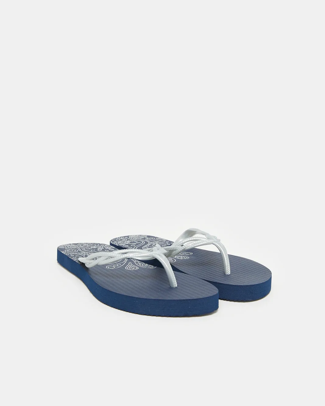 Women Blue With Silver Strap Flipflop