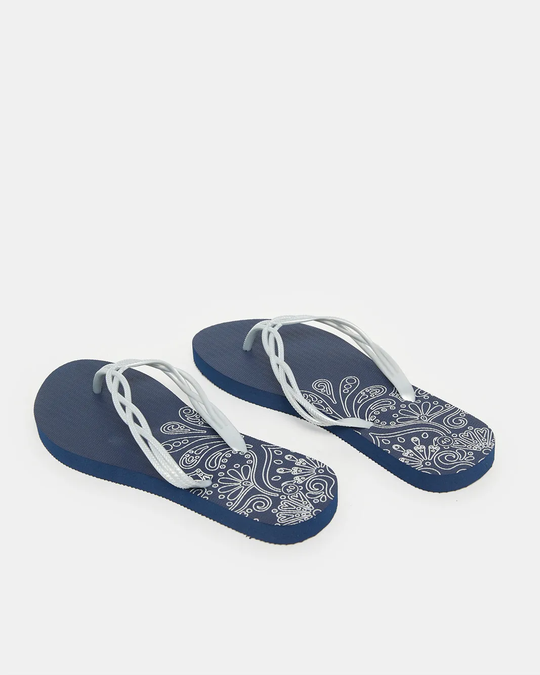 Women Blue With Silver Strap Flipflop