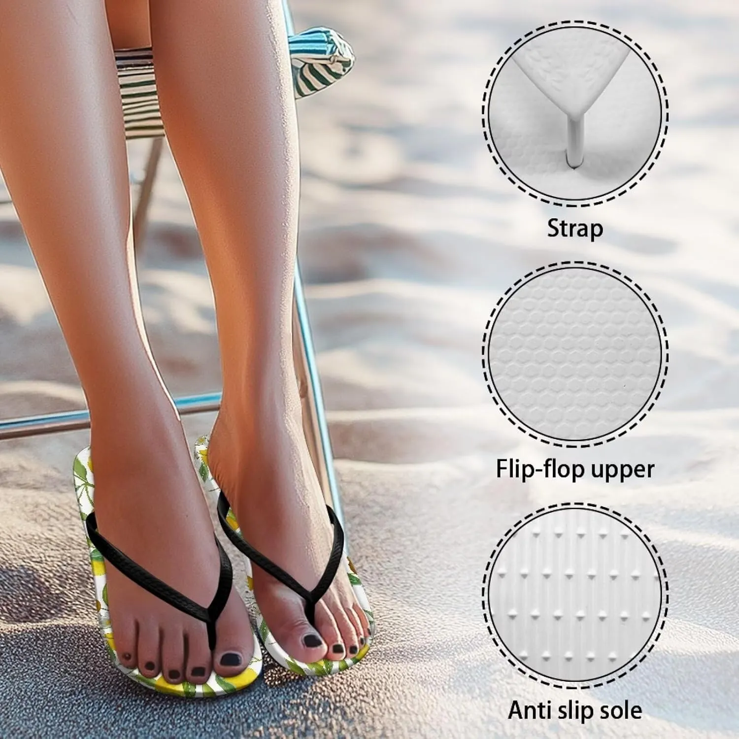 Women Flip Flops with Arch Support Yoga Mat Summer Beach Walking Comfortable Thong Sandals Slip On Indoor Outdoor