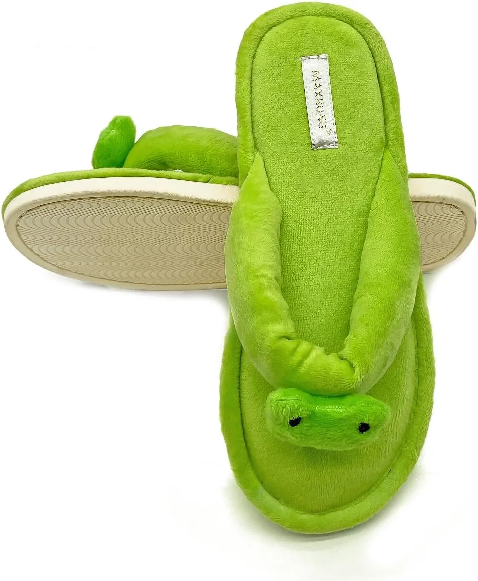 Women House Slippers Thong Slippers with Cute Animal, Memory Foam Flip-Flop Slippers for Women Indoor