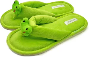Women House Slippers Thong Slippers with Cute Animal, Memory Foam Flip-Flop Slippers for Women Indoor