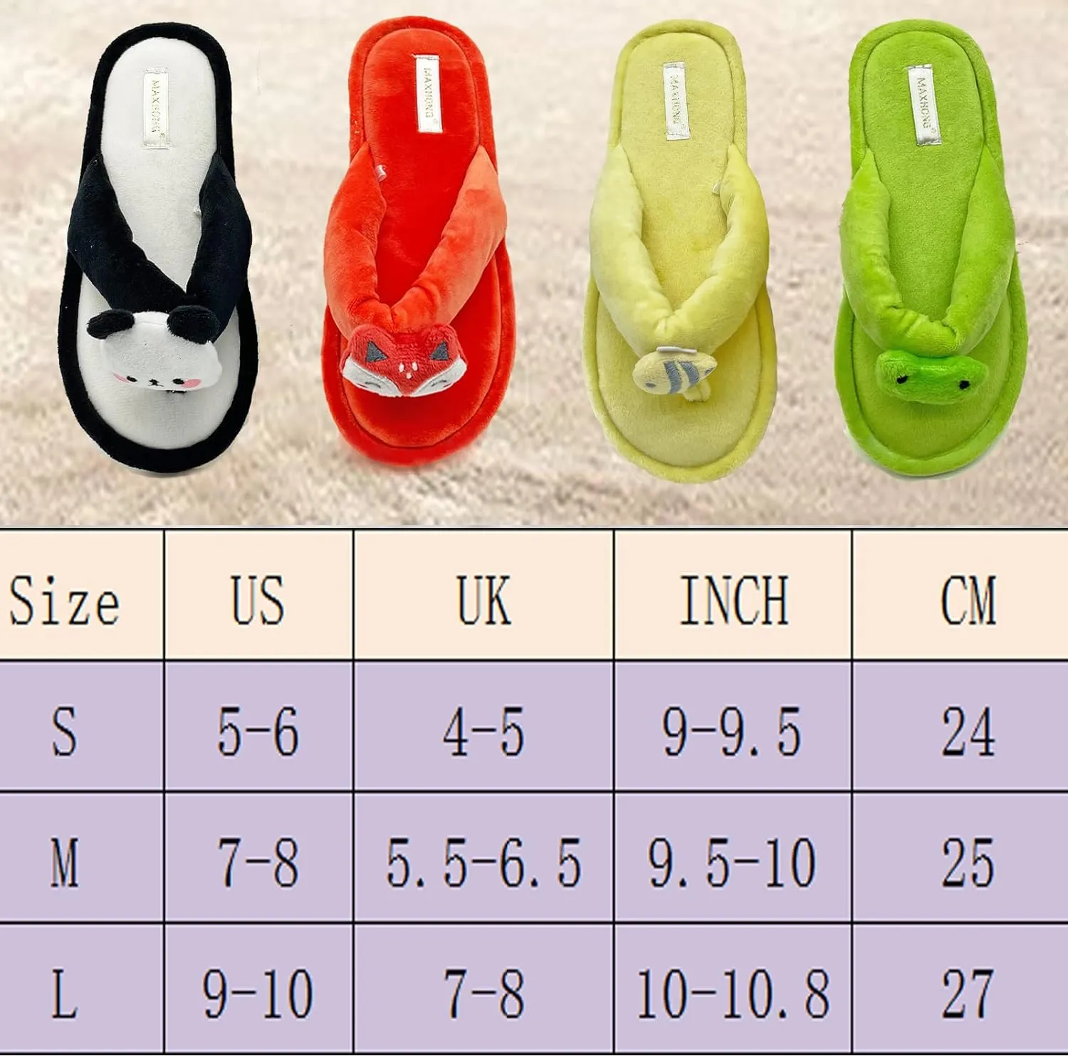 Women House Slippers Thong Slippers with Cute Animal, Memory Foam Flip-Flop Slippers for Women Indoor