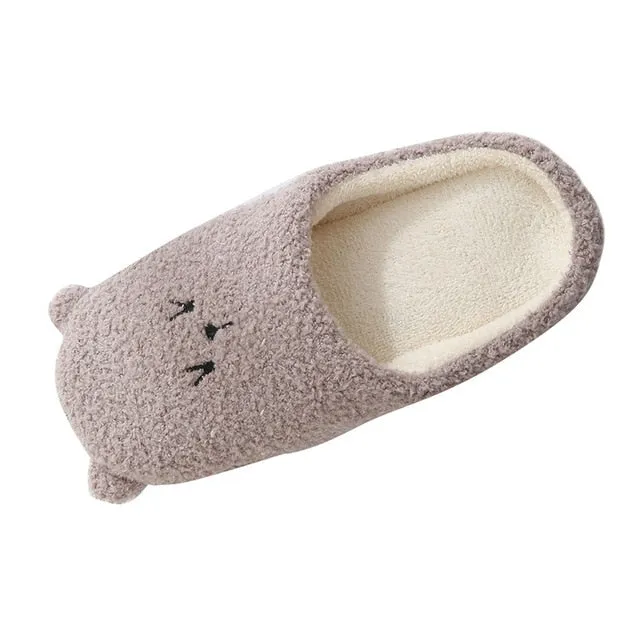 Women Men Cartoon Bear Slippers Winter Warm Flock Home Slipper Cute Soft Indoor Flat Shoes Bedroom kapcie pantuflas zapatos