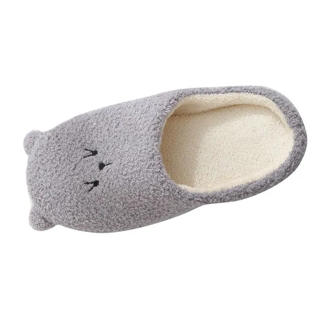 Women Men Cartoon Bear Slippers Winter Warm Flock Home Slipper Cute Soft Indoor Flat Shoes Bedroom kapcie pantuflas zapatos