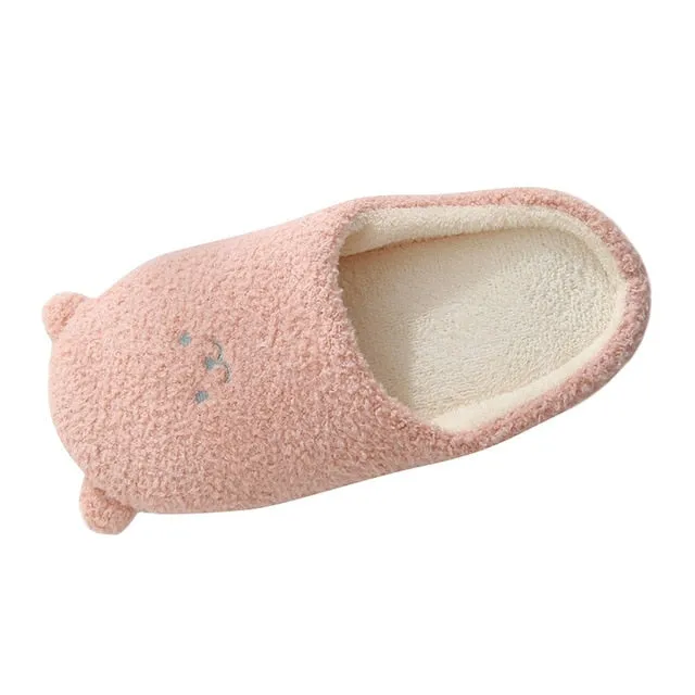 Women Men Cartoon Bear Slippers Winter Warm Flock Home Slipper Cute Soft Indoor Flat Shoes Bedroom kapcie pantuflas zapatos