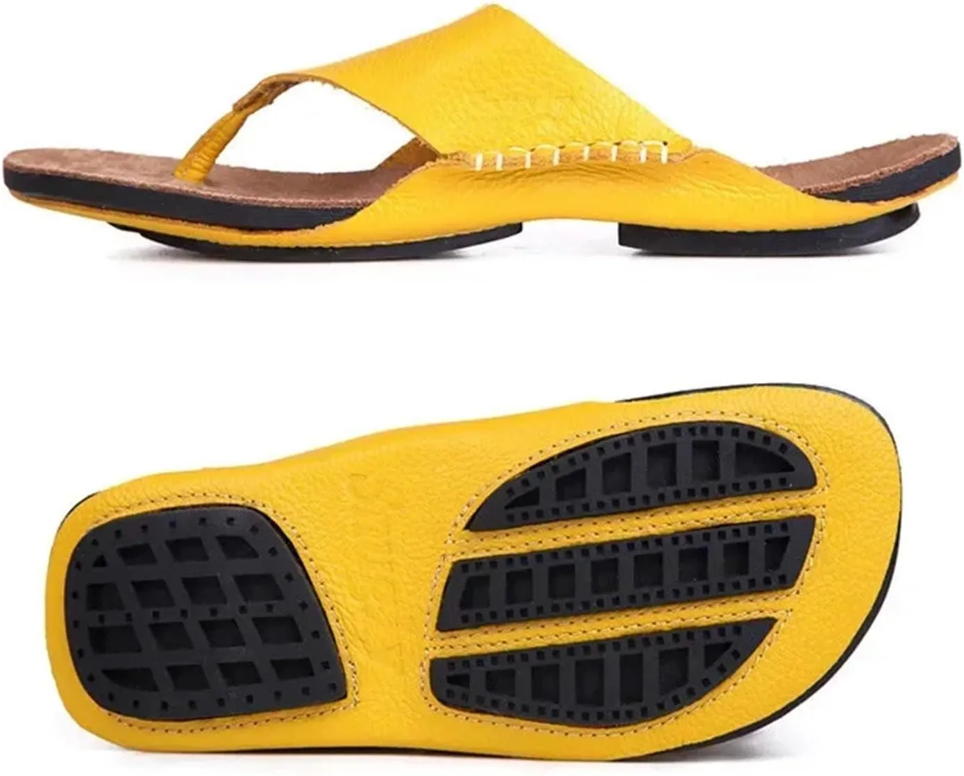 Women's Authentic Leather Flip-Flops - Open Toe Beach Summer