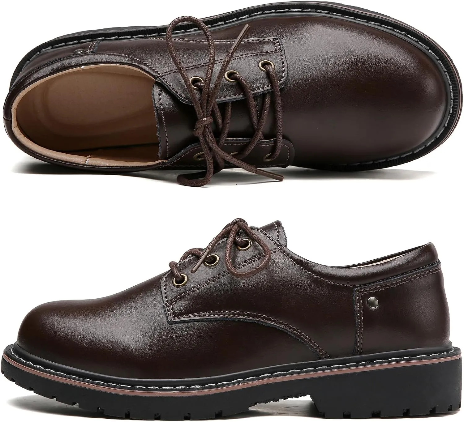Women's Classic Oxfords Lace Up Business Formal Dress Shoes Platform Oxford Shoes Slip Resistant Service Boots