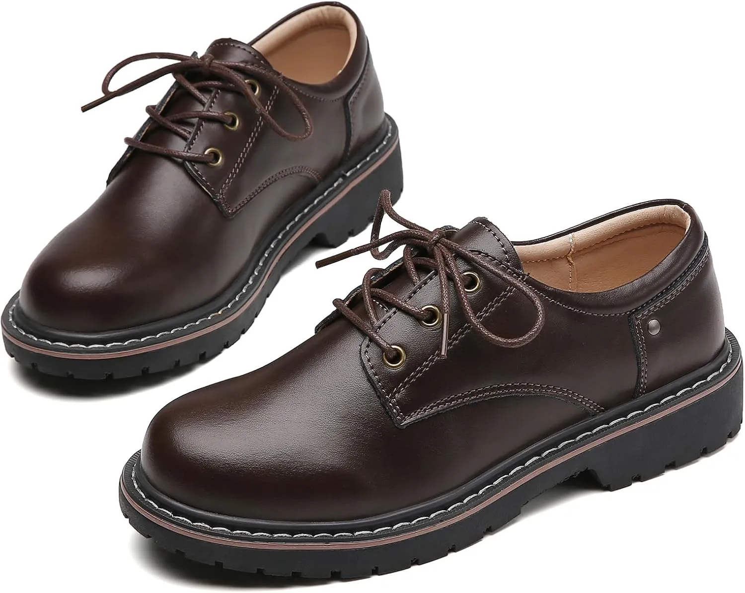 Women's Classic Oxfords Lace Up Business Formal Dress Shoes Platform Oxford Shoes Slip Resistant Service Boots