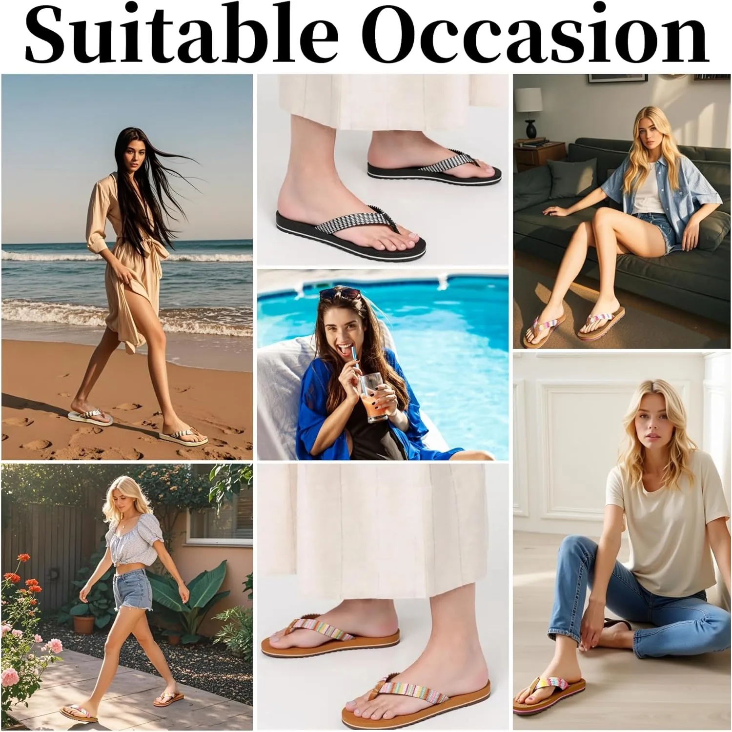 Women's Flip Flops with Arch Support - Yoga Mat Cushion Orthotic Thong Sandals for Plantar Fasciitis, Beach Walking Outdoor