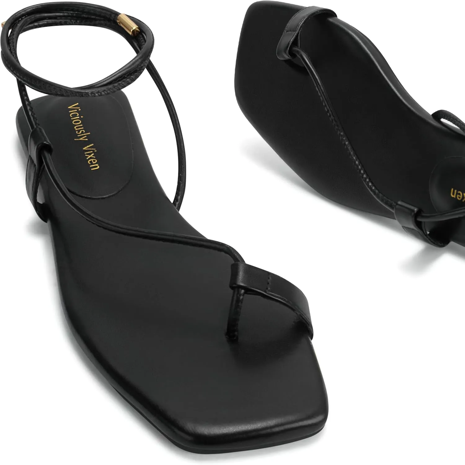 Women's Lace Up Sandals Strappy Flats Gladiator Wrap Flip Flop Tie Open Ring Toe Summer Shoes