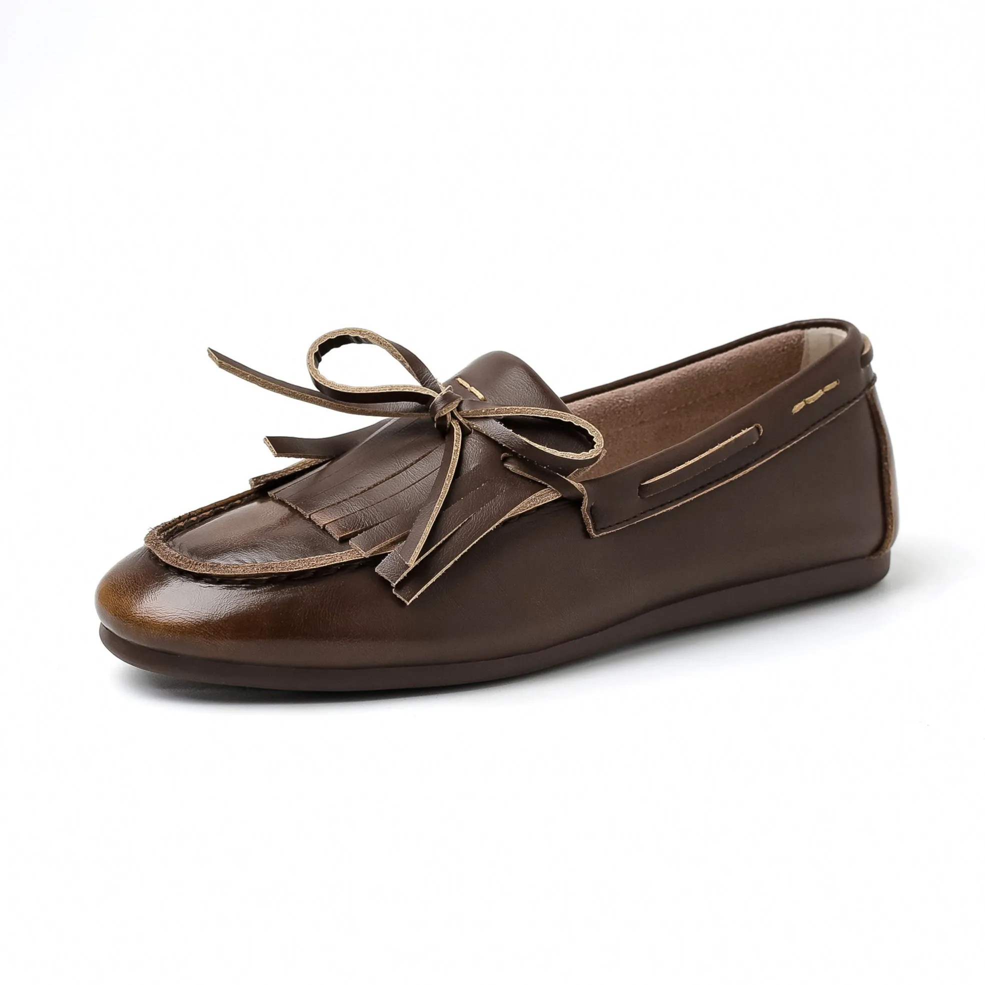 Women's Leather Preppy style Tassel Loafers for College Outfits