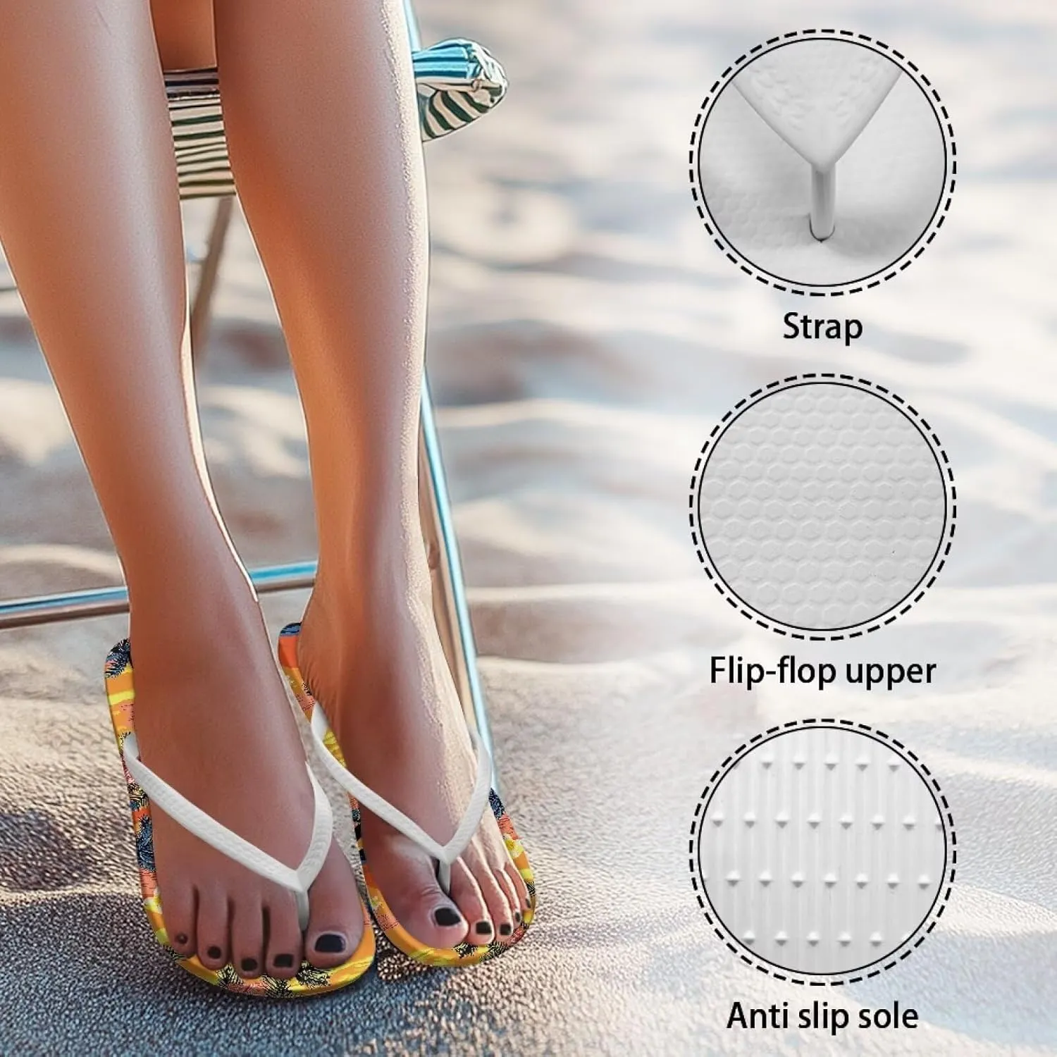 Womens Lightweight Arch Support Flip Flops House Cushioned Slides Summer Slip On Pillow Slippers for Pool Beach Size 5.5-9.5 White Sole