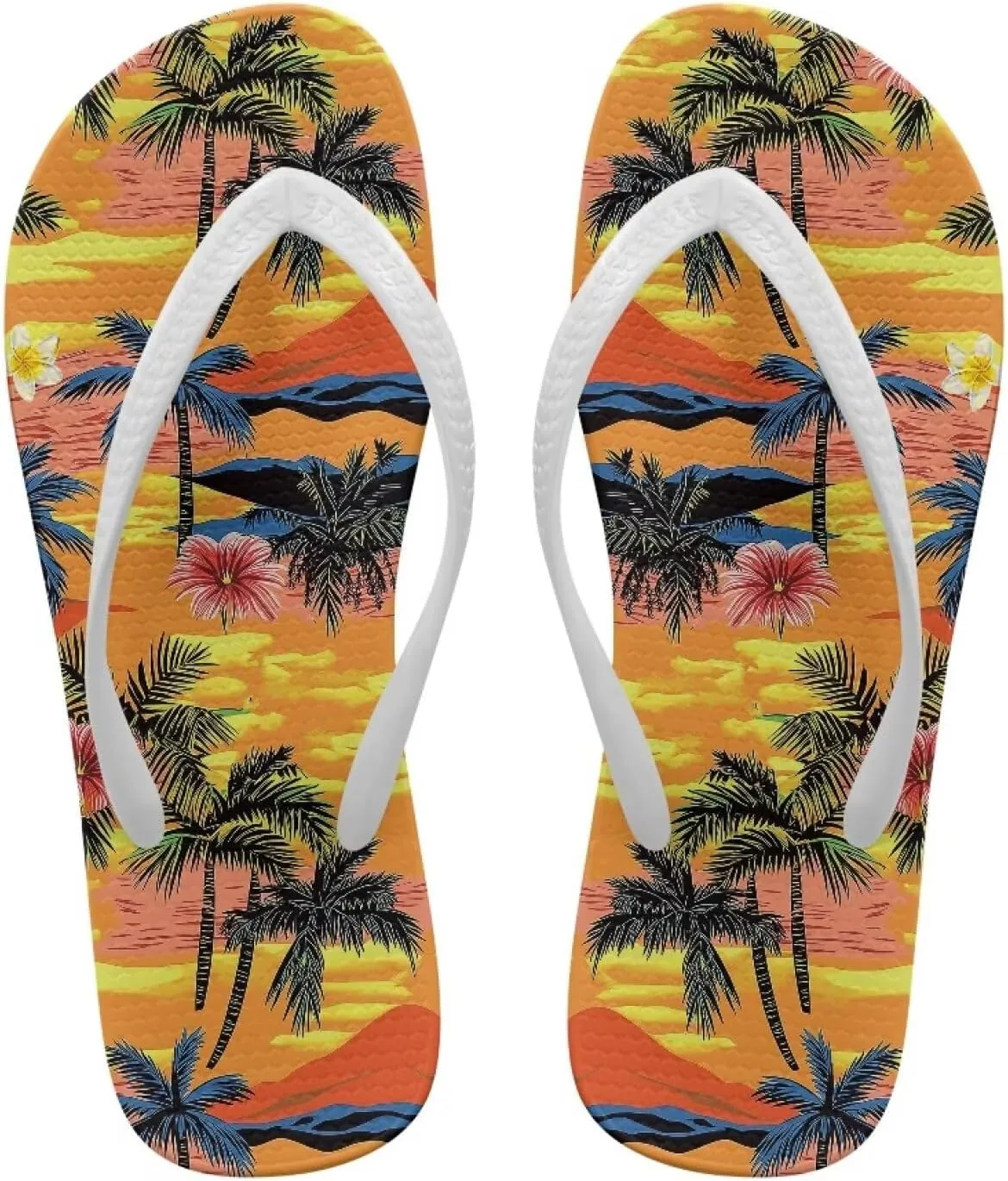 Womens Lightweight Arch Support Flip Flops House Cushioned Slides Summer Slip On Pillow Slippers for Pool Beach Size 5.5-9.5 White Sole