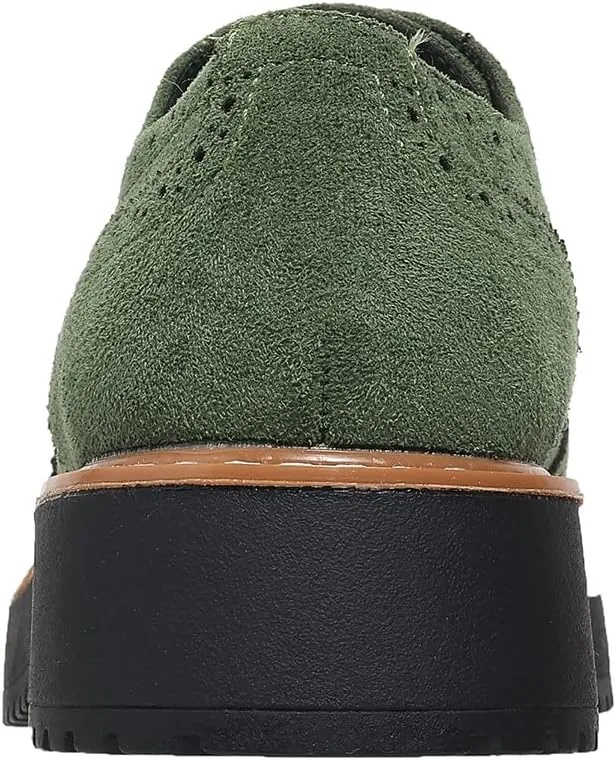 Women's Oxfords Classic Lace Up Vintage Round Toe Platform Casual Wingtip Brogues Low Heel Dress Shoes