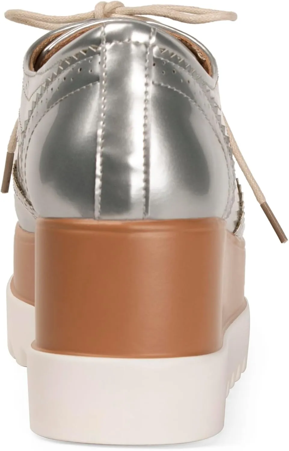 Women's Platform Oxford Shoes Classic Chunky Patent Leather PU Square Toe Wedges Casual Lace Up Sneakers