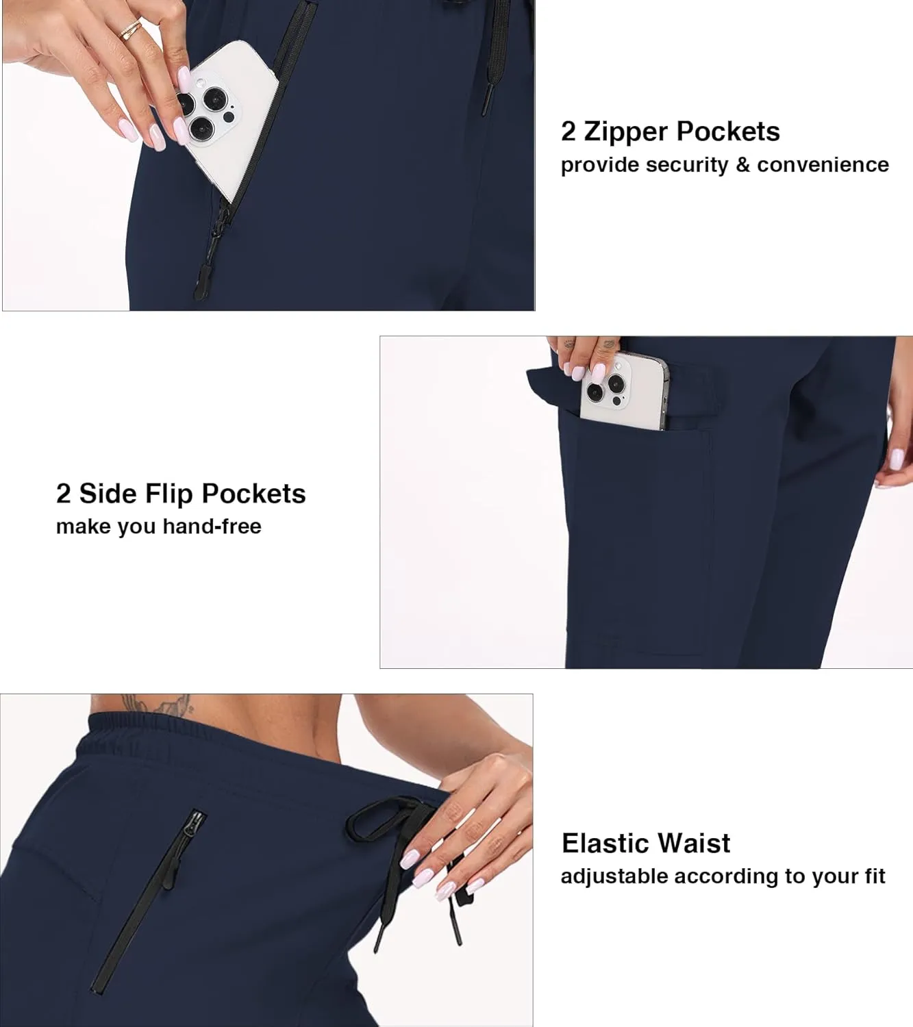 Women's Quick Dry Cargo Pants Water Resistant Hiking Pants Lightweight High Waisted Pants Zipper Pocket QYY24013