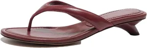 Women's Sheepskin Leather Flip Flops - T-Strap Open Toe Elevated Throwback-Inspired Flats