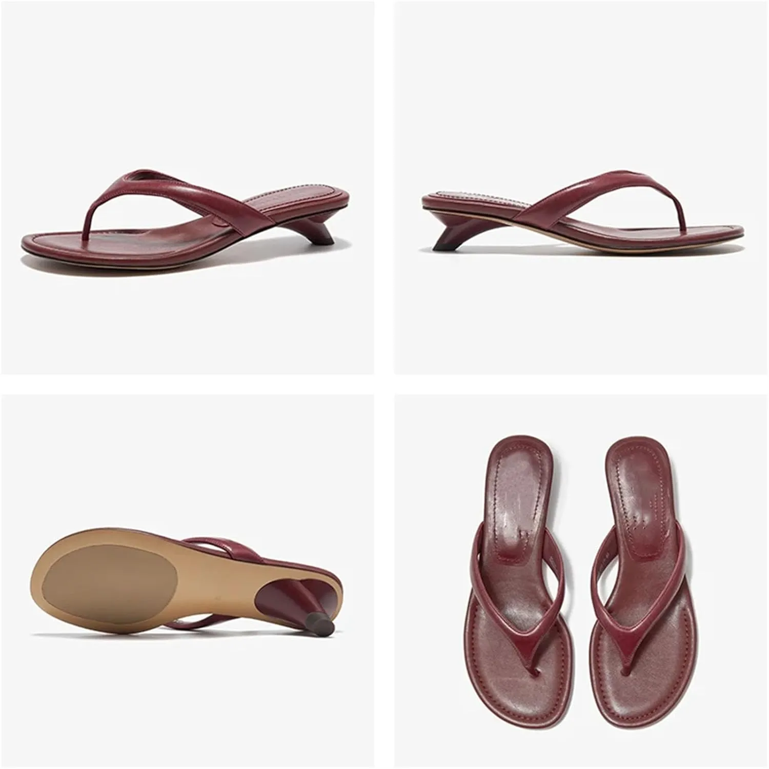 Women's Sheepskin Leather Flip Flops - T-Strap Open Toe Elevated Throwback-Inspired Flats