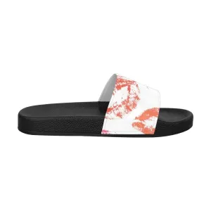 Womens Slides - Flip Flop Sandals - Lipstick Kiss Print by inQue.Style