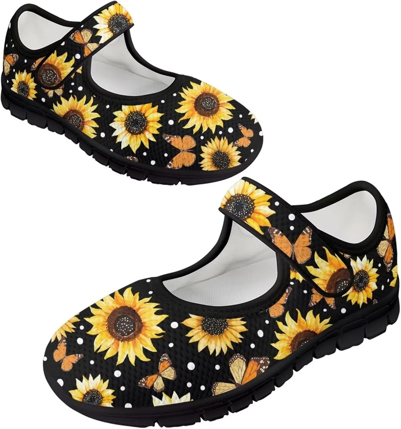 Womens Walking Shoes Breathable Mesh Casual Mary Jane Flats Non Slip Closed Toe Fashion Work Tennis Sneakers