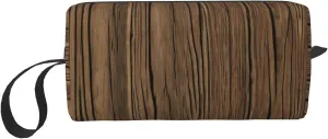 Wood Grain print Multi-Purpose Cosmetic Bag with Zipper Canvas Makeup Bags, Travel Toiletry Pouch, Pencil Bags