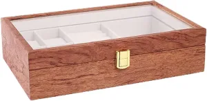 Wooden flip Cover Watch Storage Box Transparent Skylight Jewelry Box 4 Slots Watch Display Box Ring Necklace Jewelry Box Storage Box Accordion