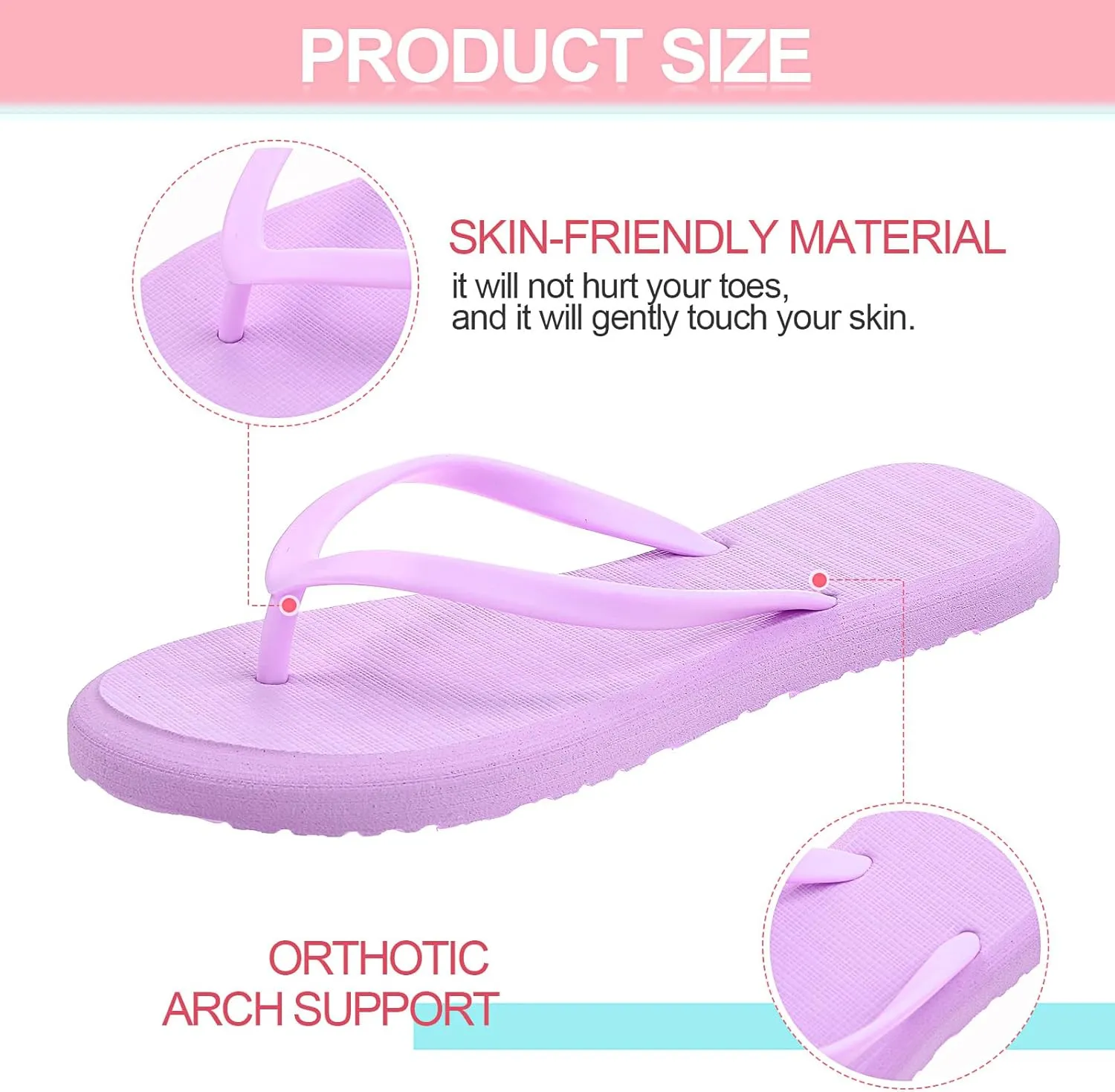 Xuhal 3 Pcs Women Girls Slim Flip Flops Colored Summer Casual Flip Flop Sandals Rubber Thong Style Cute Sandals for Women Shower