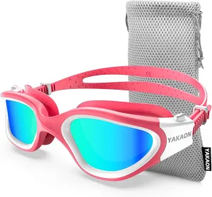 YAKAON Adult Swim Goggles for Men & Women, Anti-Fog Lenses & Leakproof Seal for Lap Swimming, Open Water, Pool