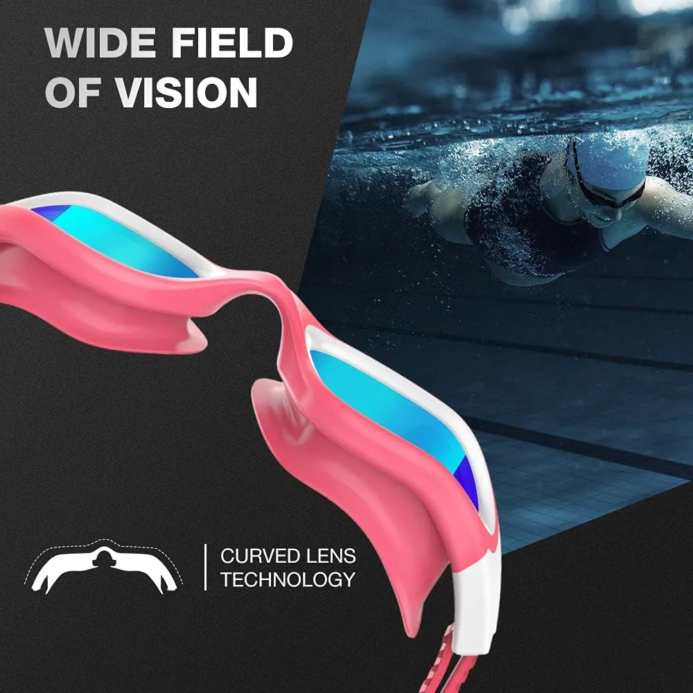 YAKAON Adult Swim Goggles for Men & Women, Anti-Fog Lenses & Leakproof Seal for Lap Swimming, Open Water, Pool