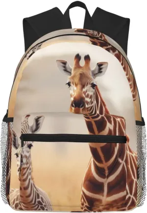 Zebra and Giraffe2 Laptop Backpack,Bookbag for College Work Travel Security Classical Basic Travel Backpack