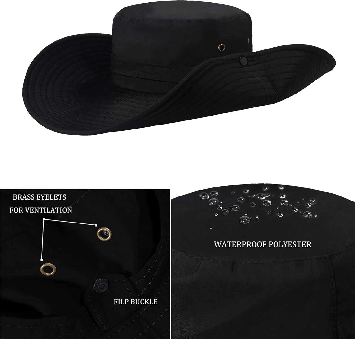 ZLYC Outdoor Extra Wide Brim Sun Hat for Men and Women Waterproof Bucket Boonie Hat