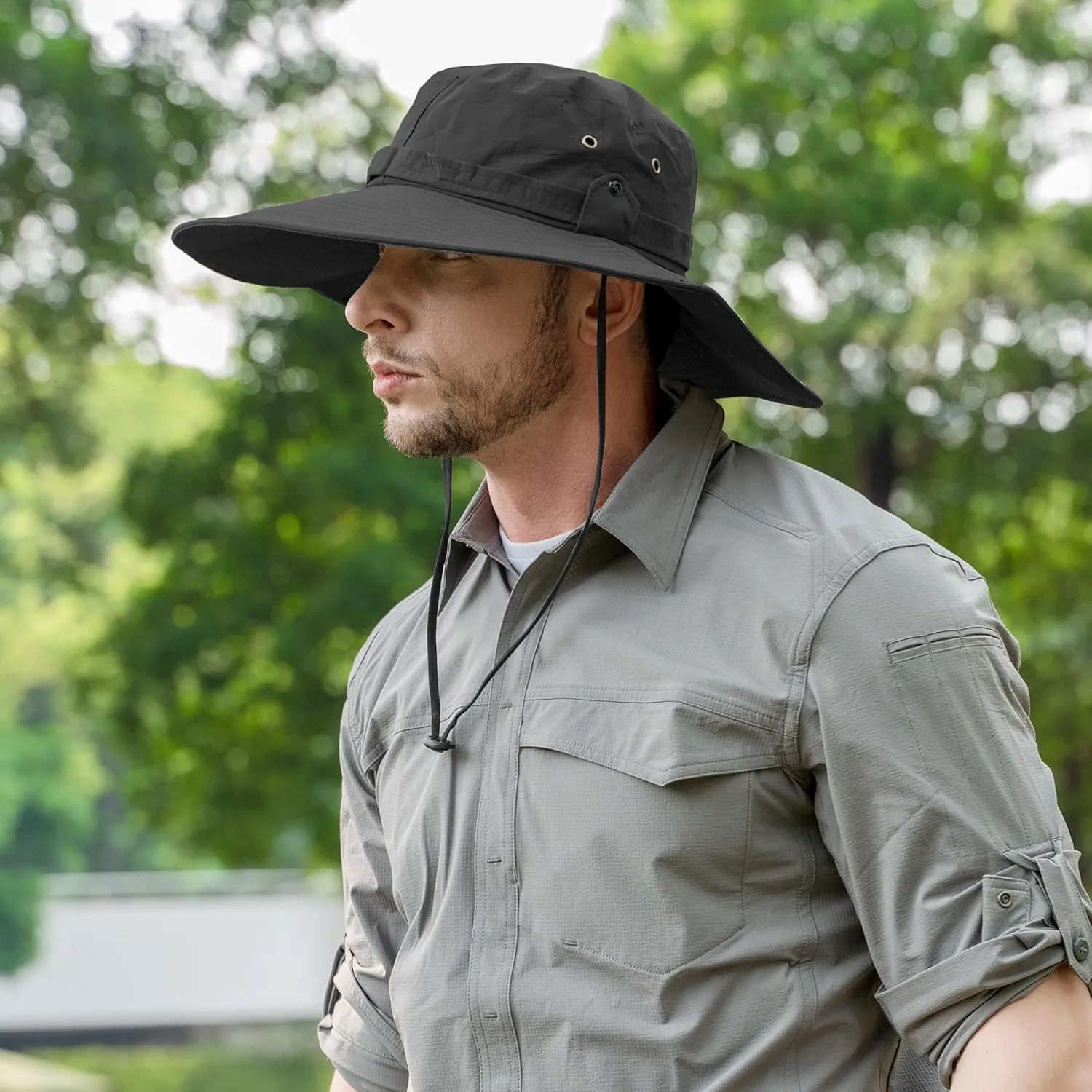ZLYC Outdoor Extra Wide Brim Sun Hat for Men and Women Waterproof Bucket Boonie Hat