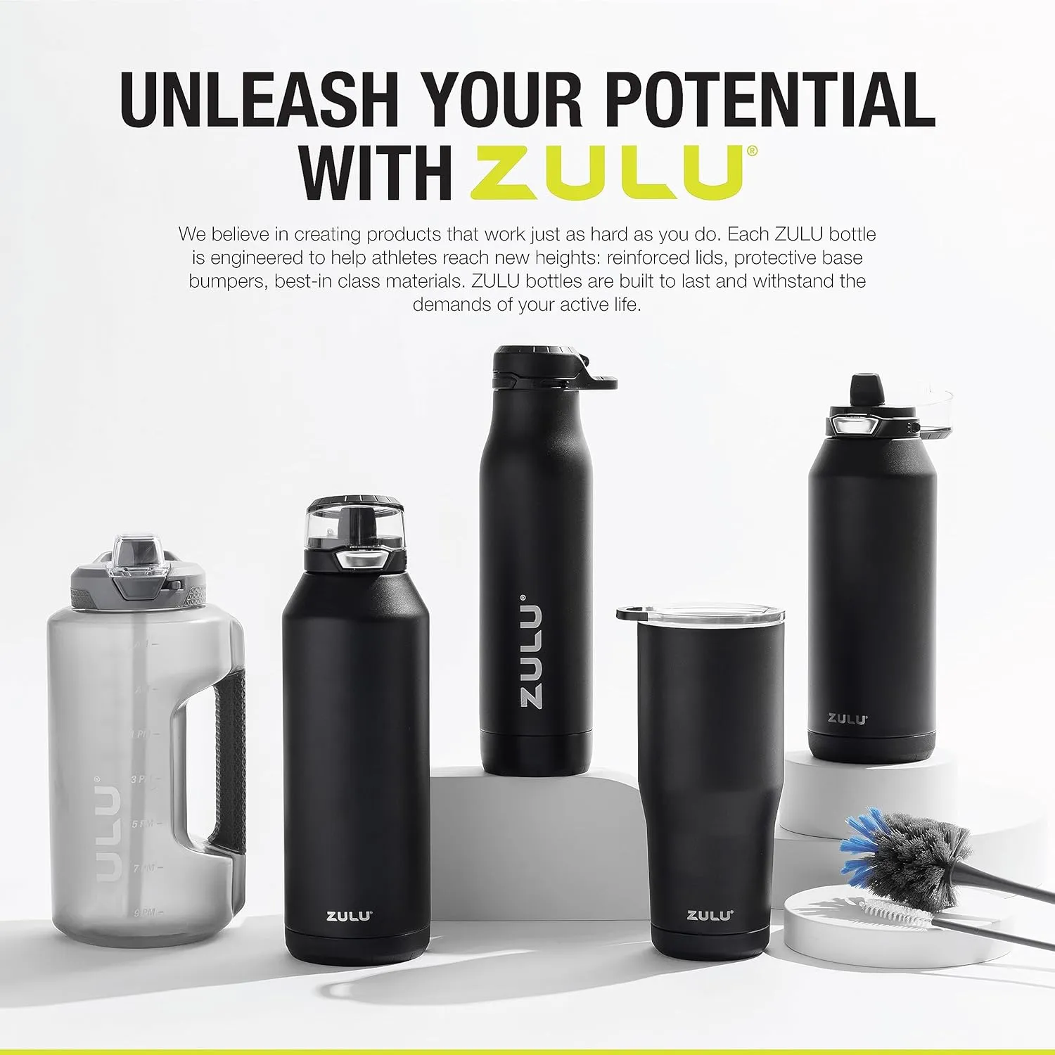 ZULU Base 18oz Kids Stainless Steel Water Bottle with 3 Lids- Straw, Chug, Twist | Double Walled and Vacuum Insulated Metal Thermos | Fits Car Cupholder, Built in Carry Loop, Dishwasher Safe, Sage