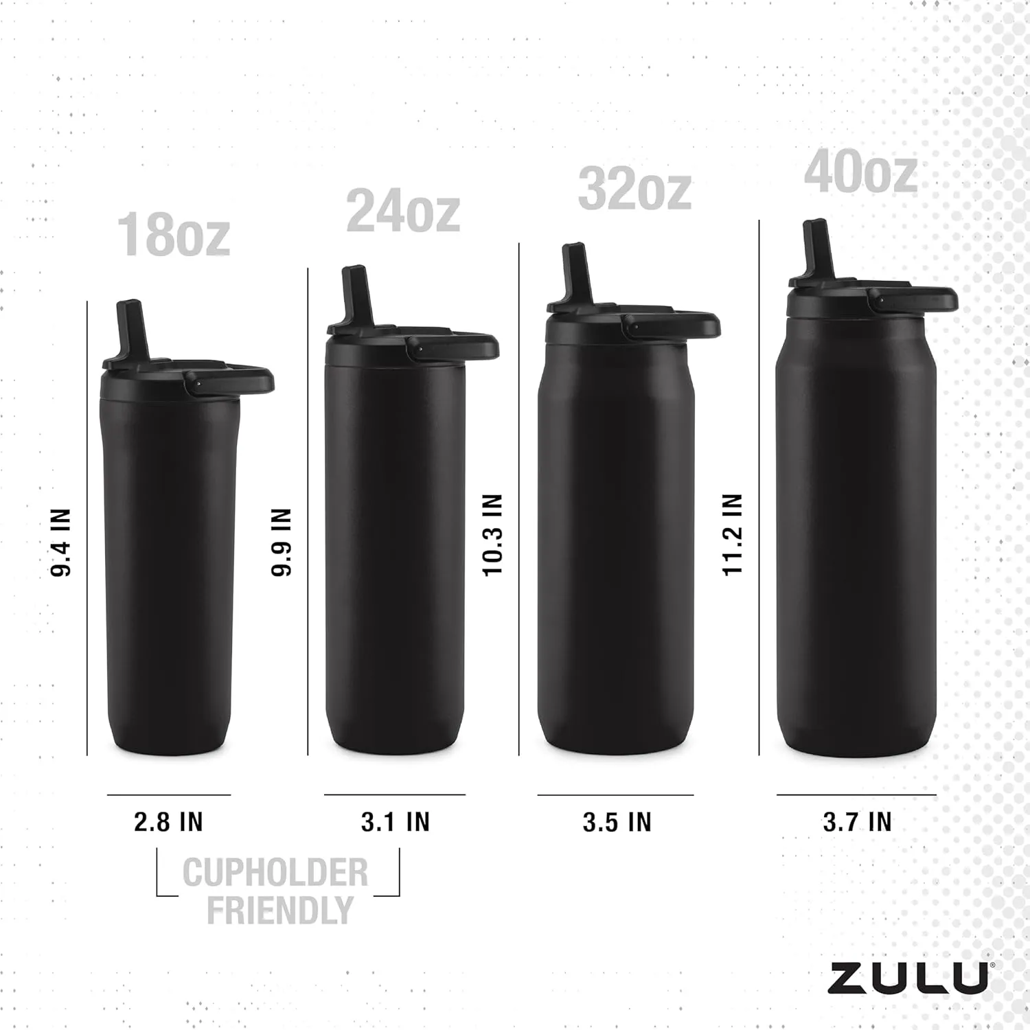 ZULU Base 18oz Kids Stainless Steel Water Bottle with 3 Lids- Straw, Chug, Twist | Double Walled and Vacuum Insulated Metal Thermos | Fits Car Cupholder, Built in Carry Loop, Dishwasher Safe, Sage
